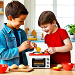 Classic Wooden Kitchen Fun**

"A group of happy children (ages 4-7) playing together with a wooden kitchen set in a brightly lit playroom, fully clothed in casual, comfortable clothing. The scene includes toy pots, pans, and wooden food items. The children are engaged in imaginative play, some pretending to cook, others serving food. safe for work, appropriate content, family-friendly, professional photography, perfect anatomy, natural proportions, well-formed hands, proper finger count, natural body proportions."

**